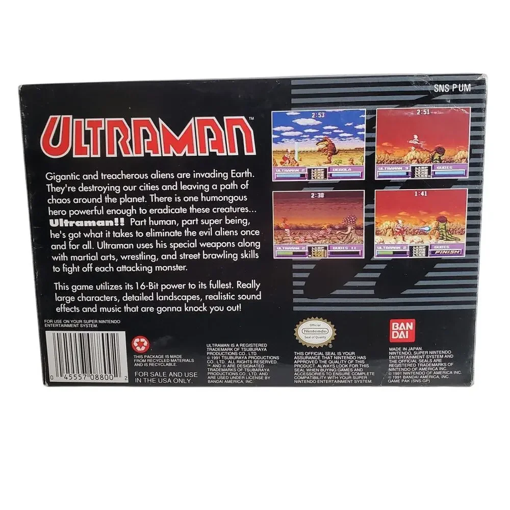 SNES - Ultraman Game - Includes Box and Manual